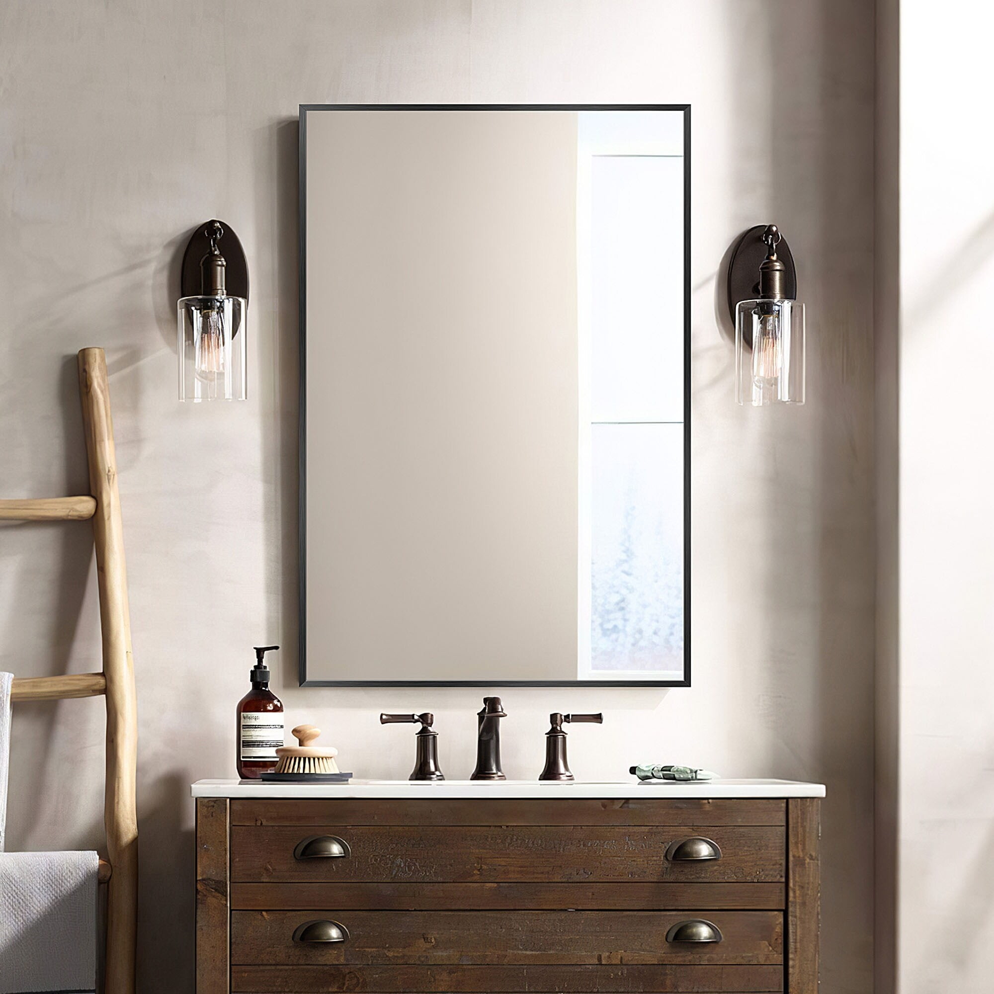 Neutypechic Modern Thin Frame Wallmounted Hanging Bathroom Vanity Wall