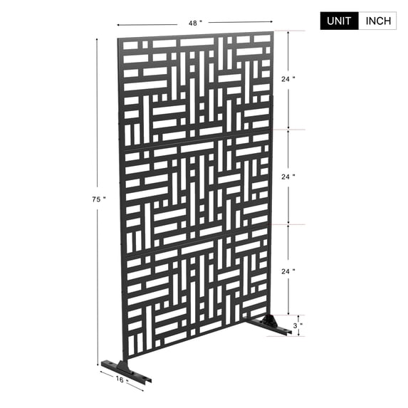 FENCY Outdoor Privacy Screen with Stand 76" x 47.2" x 15.7" Metal Balcony Decorative Screen