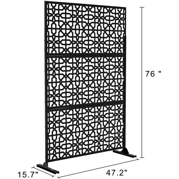 FENCY Outdoor Privacy Screen with Stand 76" x 47.2" x 15.7" Metal Balcony Decorative Screen