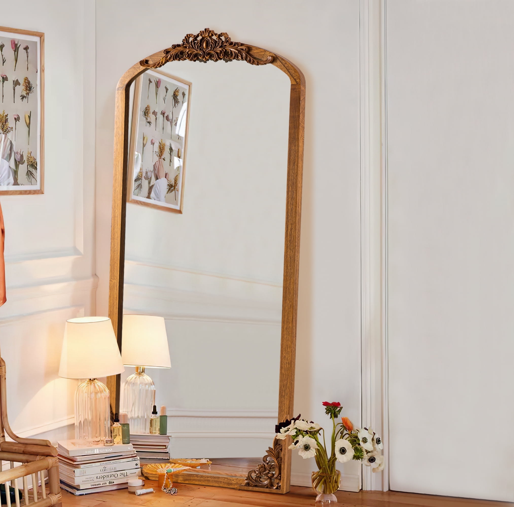 Neutypechic 21"x 64" Wooden Full Length Mirrors Arch Vintage Decorative