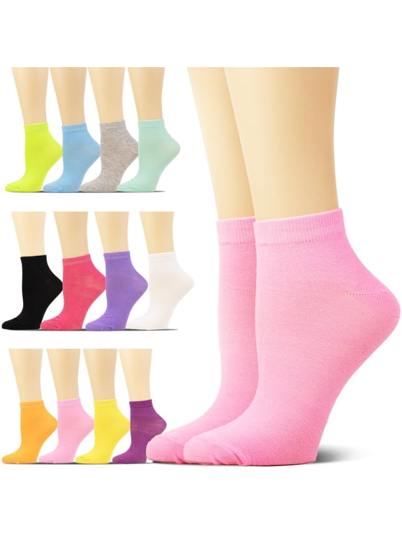 12 Pairs Women Novelty Ankle Socks Comfort Soft Lightweight Sports Athletic Cotton Size 5-10