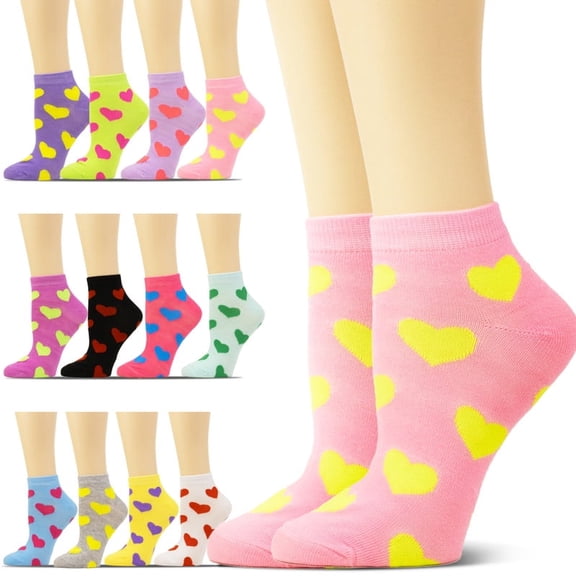 NevEND 12 Pairs Women Novelty Ankle Socks Colorful Comfort Soft Lightweight Sports Athletic Cotton Socks Size 5-10