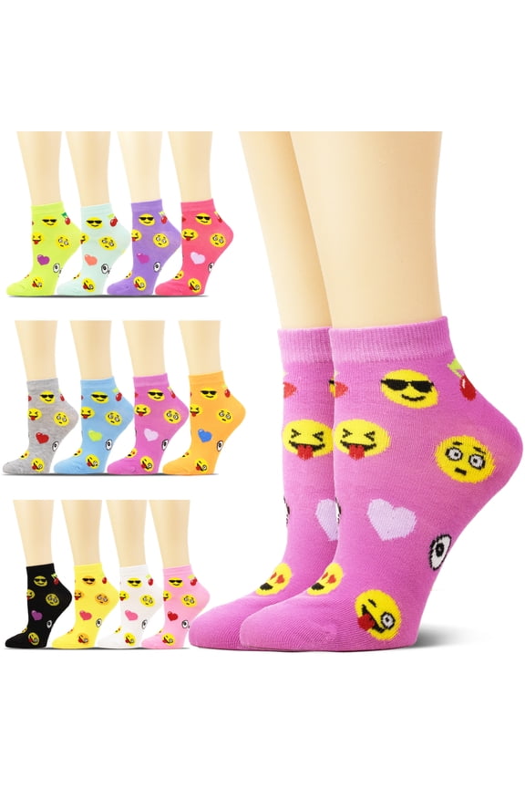 12 Pairs Women Novelty Ankle Socks Colorful Comfort Soft Lightweight Sports Athletic Cotton Socks Size 5-10