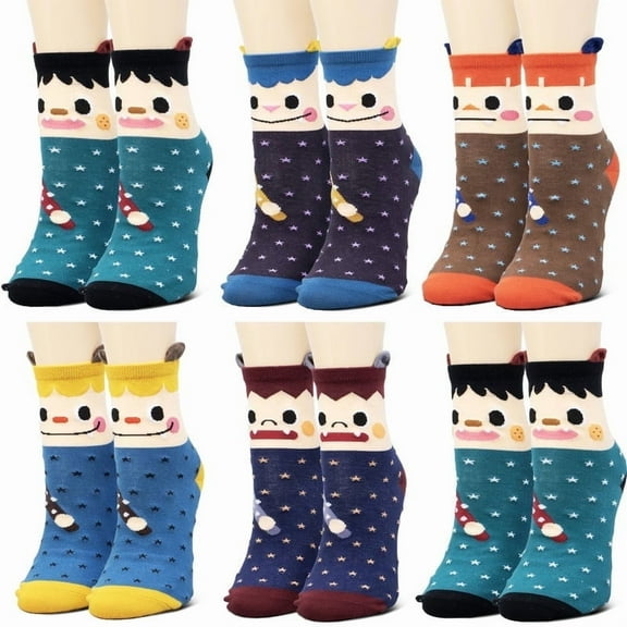 NevEND Women's 12 Pair Multicolor Cute Animal Cotton Lightweight Socks