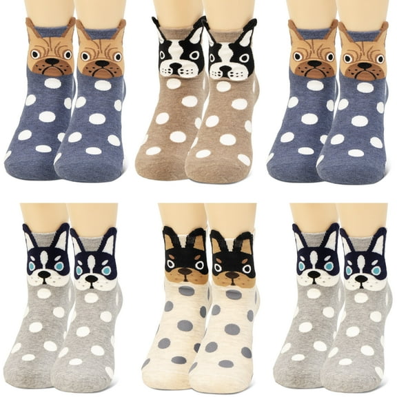 NevEND 12 Pairs Women's Cat Ankle Cotton Lightweight Socks Gifts Cute Animal Low Cut Socks Dog Owl Gifts for Women