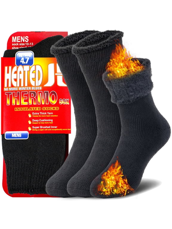 3 Pairs Mens Winter Thermal Insulated Cold Weather Heated Trapping Socks Ski Thick Boot Scoks For Men