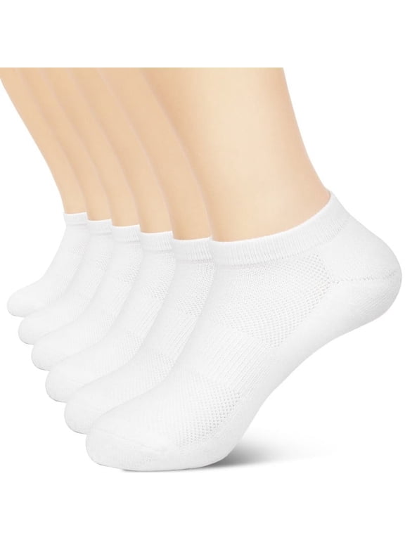 6 Pairs Ankle Socks Women's and Men - Soft Thin Cotton Athletic Breathable Mesh Running Low Cut No Show Summer Socks