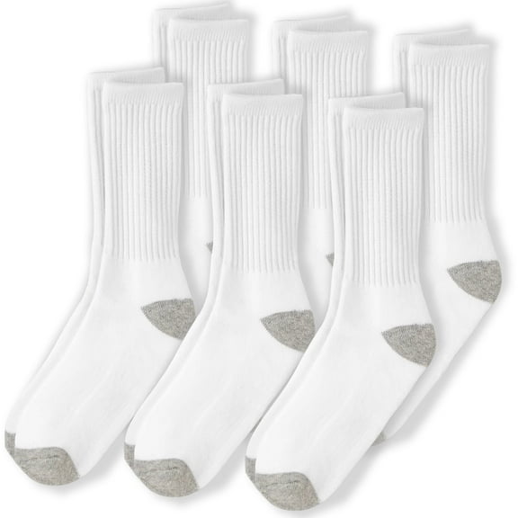 NevEND 6 Pairs Cotton Crew Socks Athletic Lightweight Breathable for Men and Women Size M White