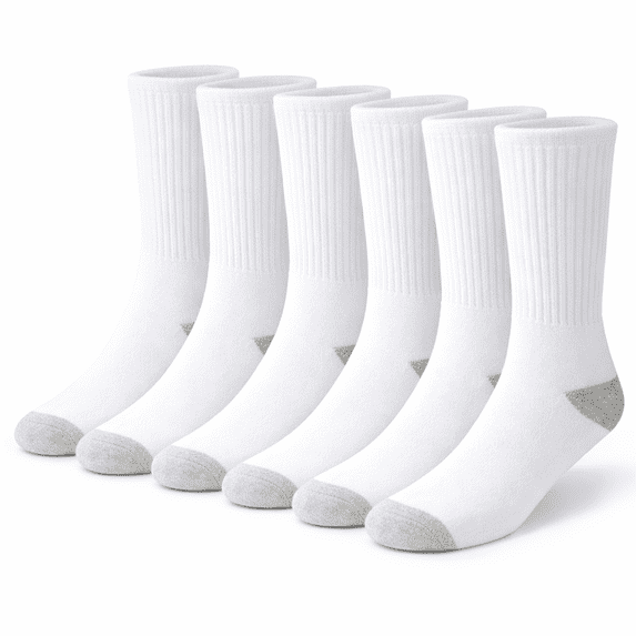NevEND 6 Pairs Cotton Crew Socks Athletic Lightweight Breathable for Men and Women Size M White
