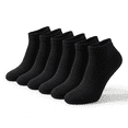 thumbnail image 1 of NevEND 6 Pairs Cotton Thin Ankle Low-cut Socks Athletic Lightweight for Women Size M Black, 1 of 7