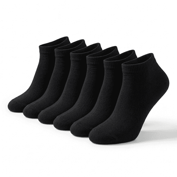 NevEND 6 Pairs Cotton Thin Ankle Low-cut Socks Athletic Lightweight for Women Size M Black