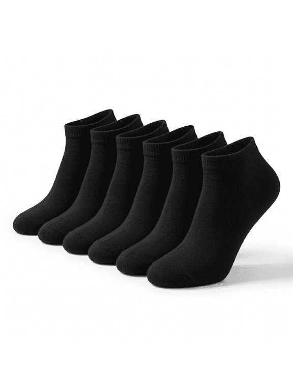 6 Pairs Cotton Thin Ankle Low-cut Socks Athletic Lightweight for Women Size M Black