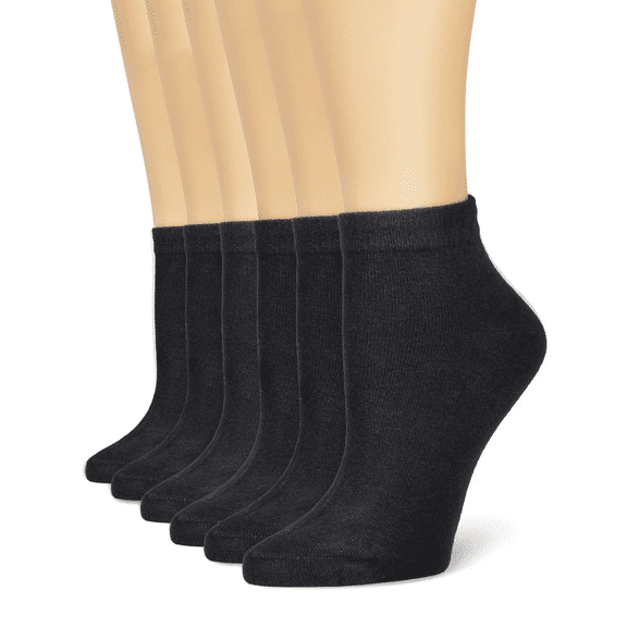 NevEND 6 Pairs Cotton Thin Ankle Low-cut Socks Athletic Lightweight for Women Size M Black