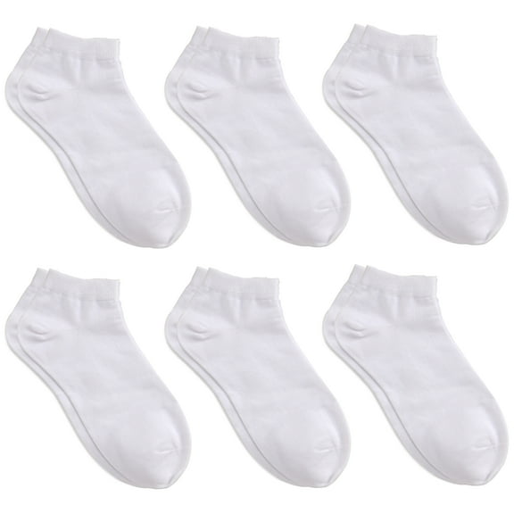 NevEND 6 Pairs Cotton Thin Ankle Low-cut Socks Athletic Lightweight for Women Size M White