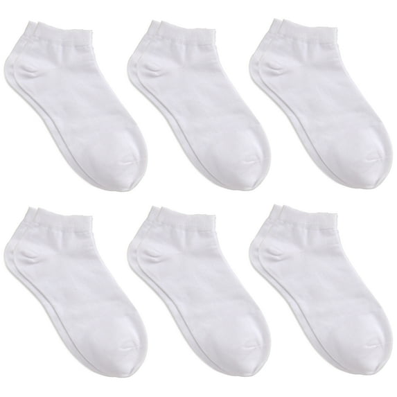 NevEND 6 Pairs Cotton Thin Ankle Low-cut Socks Athletic Lightweight for Women Size M White