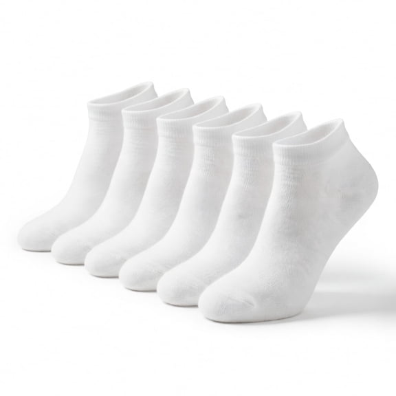 NevEND 6 Pairs Cotton Thin Ankle Low-cut Socks Athletic Lightweight for Women Size M White
