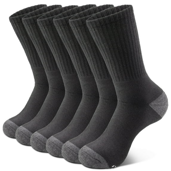 NevEND 6 Pairs Men's Women's Athletic Cotton Casual Crew Solid Sport Socks Black Size 9-11