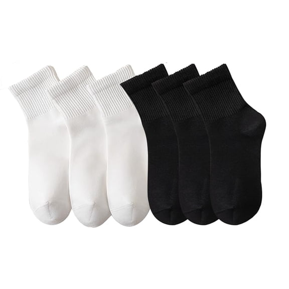 NevEND 6 Pairs Women's Men's Ankle Cotton Mini Crew Socks Athletic Running Sports with Thick Cushioned Size L White Black