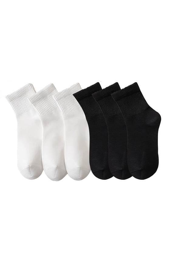 6 Pairs Women's Men's Ankle Cotton Mini Crew Socks Athletic Running Sports with Thick Cushioned Size L White Black