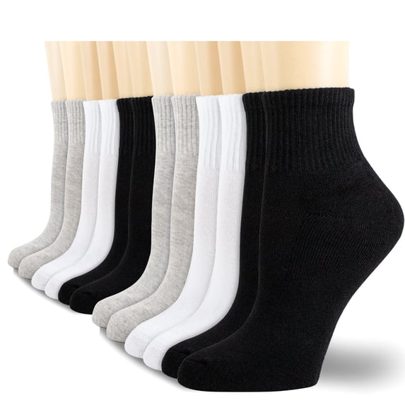 NevEND 6 Pairs Women's Men's Ankle Cotton Mini Crew Socks Athletic Running Sports with Thick Cushioned Size M Mixed Color