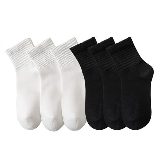 NevEND 6 Pairs Women's Men's Ankle Cotton Mini Crew Socks Athletic Running Sports with Thick Cushioned Size M White Black