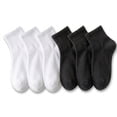 thumbnail image 1 of NevEND 6 Pairs Women's Men's Ankle Cotton Mini Crew Socks Athletic Running Sports with Thick Cushioned Size M White Black, 1 of 9