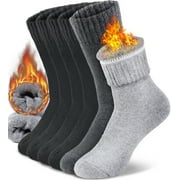 NevEND 6 Pairs Womens Merino Wool Thermal Socks Winter Warm Thick Hiking Cozy Boot Crew Comfy Shoe Size 5-10