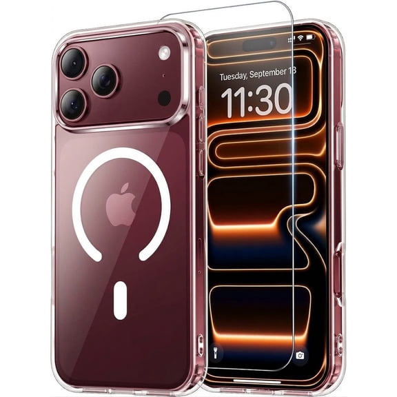 NevEND For iPhone 18 Pro / iPhone 17 Pro Clear Case, With Screen Protector, Shockproof, MagSafe Compatible, Slim