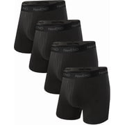 NevEND Mens Bamboo Viscose Boxer Briefs, Moisture Wicking, Ultra Breathable 3D Pouch Cooling Underwear, No-Ride-Up, 4-Pack L