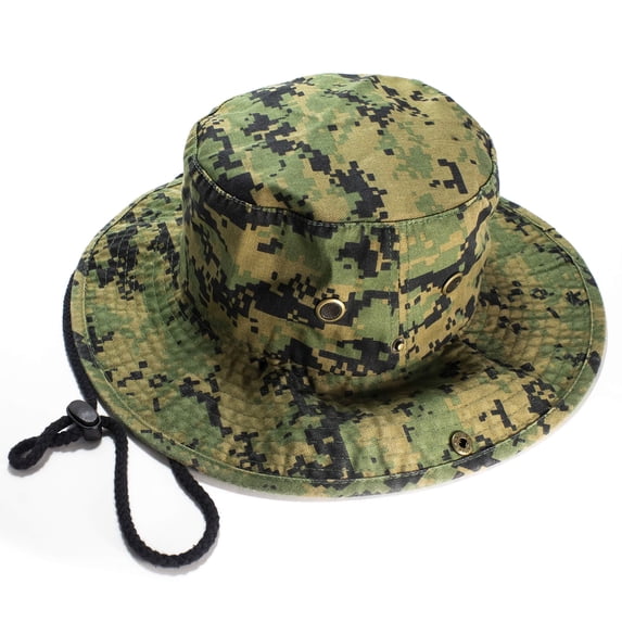 NevEND Sun Hat Foldable Boonie Hat,Wide Brim Bucket Hat for Fishing Hiking Camping L-XL Digital Green