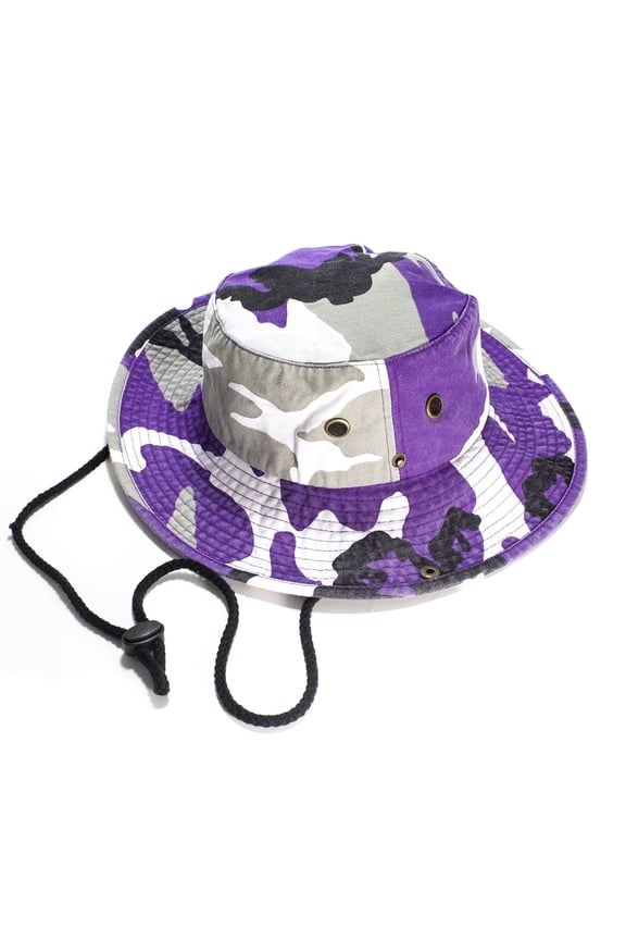 Sun Hat Foldable Boonie Hat,Wide Brim Bucket Hat for Fishing Hiking Camping L-XL Camo Purple