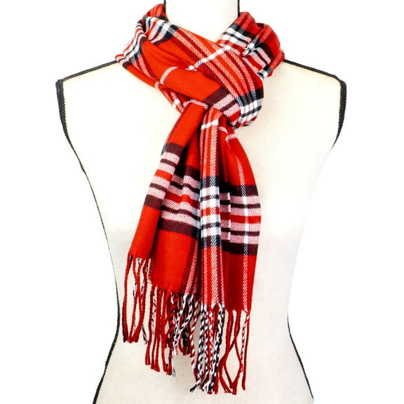 NevEND Super Soft LuxuriousUnisex Scarf For Men and Women Winter Warm Plaid Fashion Scarves Red