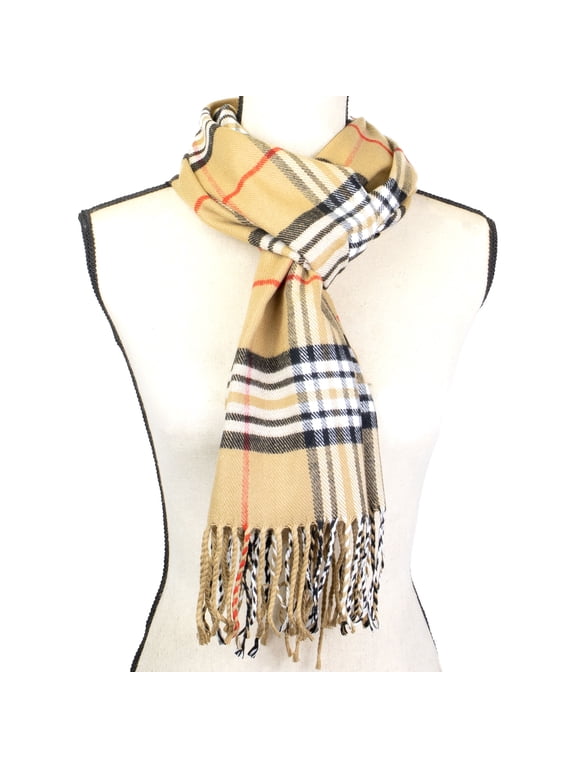 Super Soft Luxurious Unisex Scarf For Men and Women Winter Warm Plaid Fashion Scarves Beige