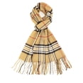 thumbnail image 1 of NevEND Winter Scarf for Men and Women Luxurious Classic Unisex Plain Plaid Wrap Beige, 1 of 5