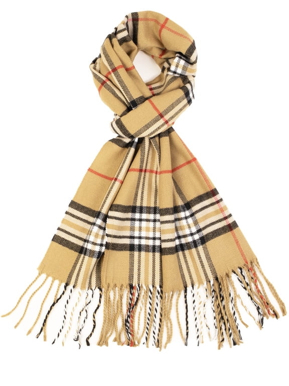 Winter Scarf for Men and Women Luxurious Classic Unisex Plain Plaid Wrap Beige