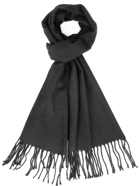 Winter Scarf for Men and Women Luxurious Classic Unisex Plain Plaid Wrap Black