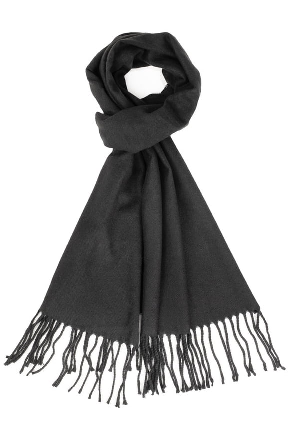 Winter Scarf for Men and Women Luxurious Classic Unisex Plain Plaid Wrap Black