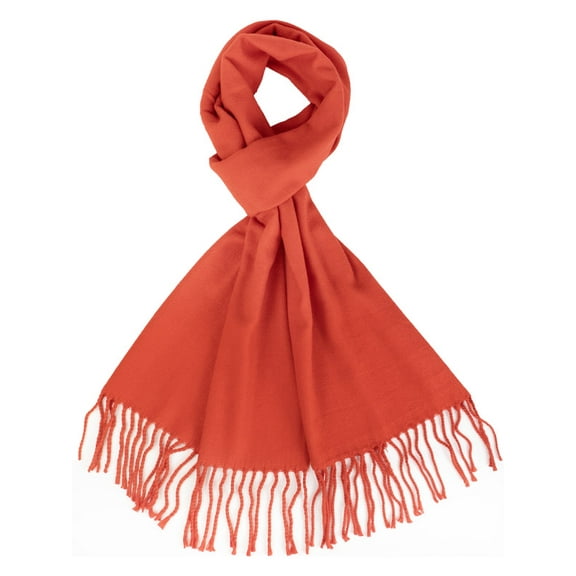 NevEND Winter Scarf for Men and Women Luxurious Classic Unisex Plain Plaid Wrap Red