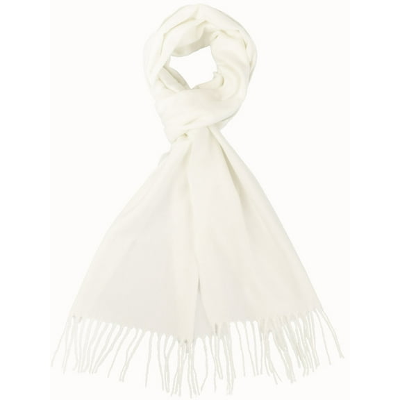 NevEND Winter Scarf for Men and Women Luxurious Classic Unisex Plain Plaid Wrap White