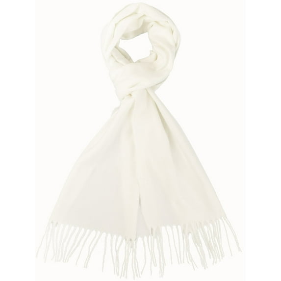 NevEND Winter Scarf for Men and Women Luxurious Classic Unisex Plain Plaid Wrap White