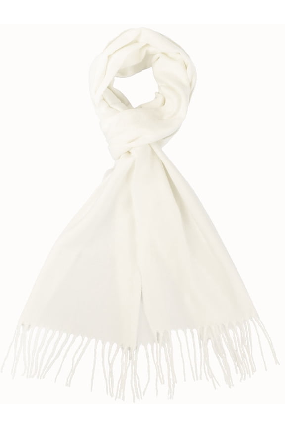 Winter Scarf for Men and Women Luxurious Classic Unisex Plain Plaid Wrap White