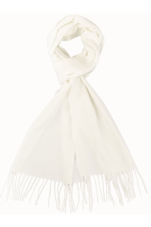 Winter Scarf for Men and Women Luxurious Classic Unisex Plain Plaid Wrap White