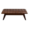 thumbnail image 1 of Neva Button-Tufted Genuine Leather Upholstered Bench in Tan, 1 of 7