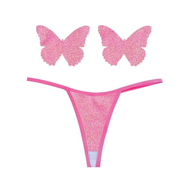 Neva Nude Naughty Knix Bella Rosa Shimmer G-String & Pasties - Soft Pink  O/S