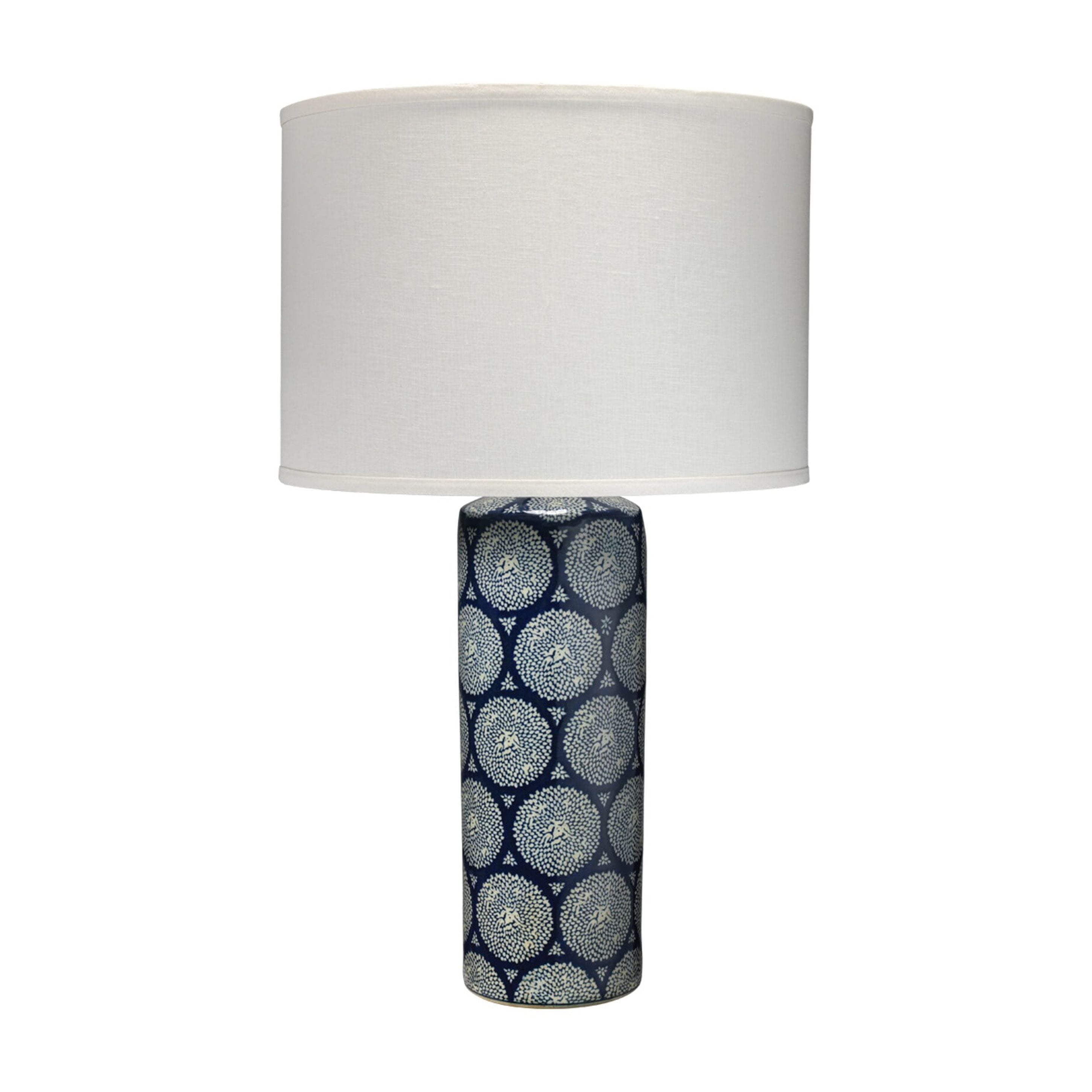 Blue and White Ceramic Table Lamp with Linen Shade