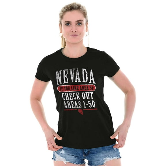 Nevada Check Out Areas 1 thru 50 Womens Fitted Plus Size Graphic Tee Brisco Brands 2X
