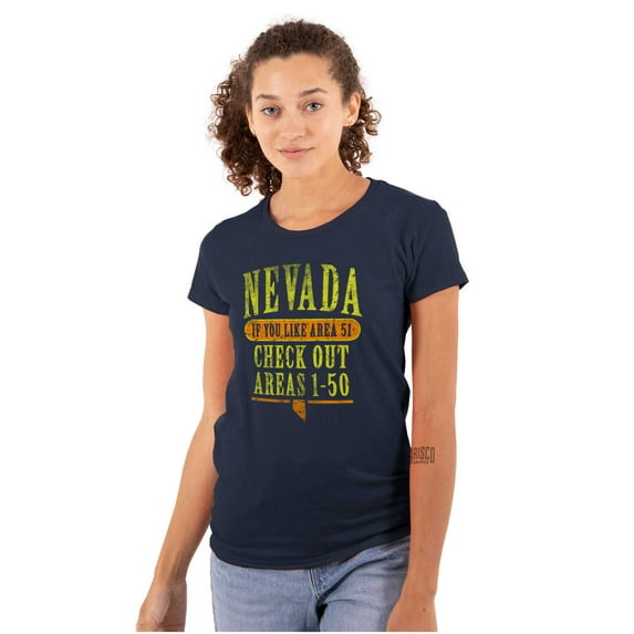 Nevada Check Out Areas 1 thru 50 Womens Fitted Plus Size Graphic Tee Brisco Brands 2X