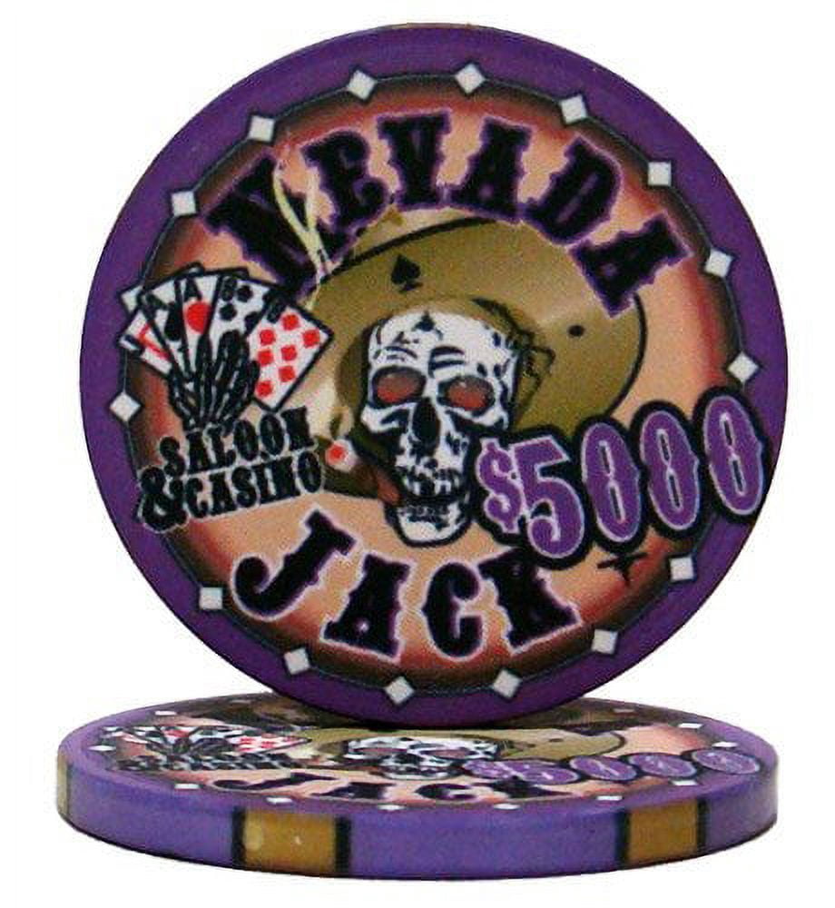 Nevada Jack 10g Ceramic Poker Chips, $5,000 Casino-Grade Ceramic, 50-pack