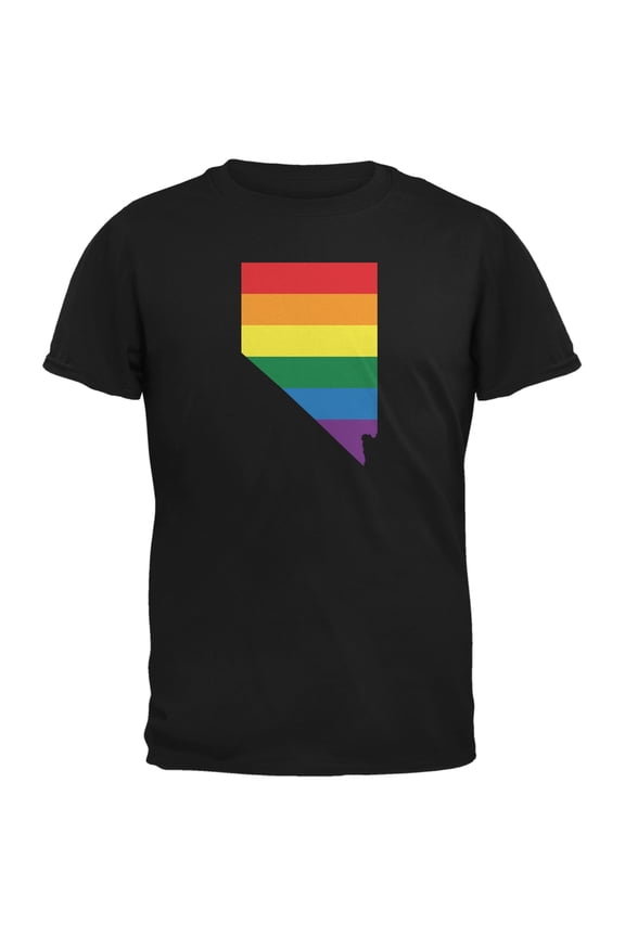 Nevada LGBT Gay Pride Rainbow Black Adult T-Shirt - Large