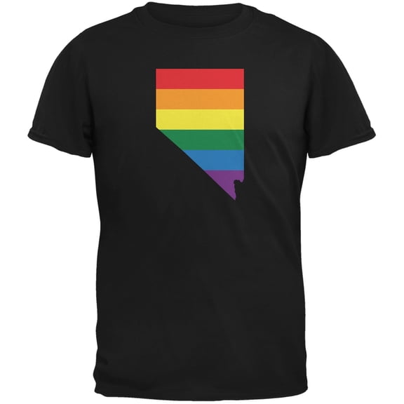 Nevada LGBT Gay Pride Rainbow Black Adult T-Shirt - Small